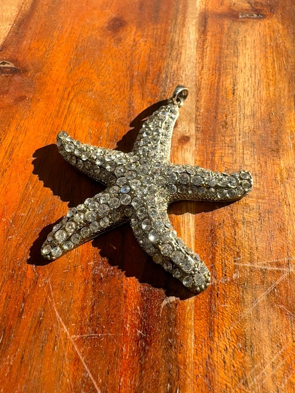 Chunky Rhinestone Starfish Pendant